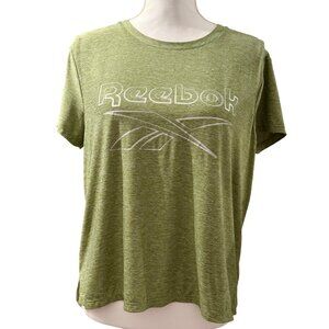 Reebok Green Heathered Logo Sporty T-Shirt Athleticwear Casual Short Sleeve M